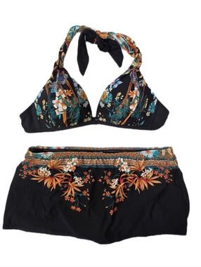 Kenneth Cole New York Tahiti Bikini Set 32b/c Small Skirted Bottom Beach Summer